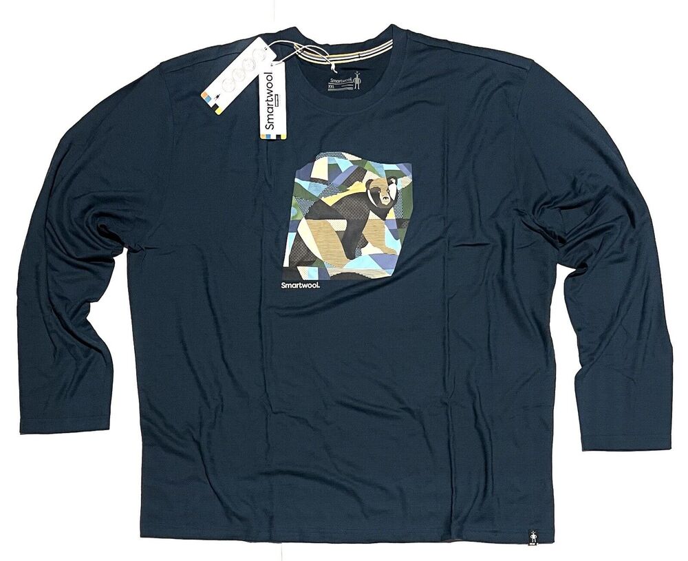 Smartwool Bear Country Graphic Long Sleeve T-shirt Tee Sz 2XL Blu Grn XXL NWT